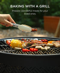 TVOFEK 32 inch Fire Pit with Grill & Lid, Wood Burning Firepits Table with Fire Poker for BBQ, Table, Bonfire