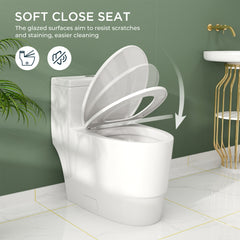 TVOFEK 17" ADA Comfort Height Dual-Flush Toilet Modern Elongated One-Piece Toilet for Floor Mounted Glazed Surface (Seat Included)