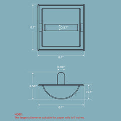 TVOFEK Recessed Toilet Paper Roll Holder, Stainless Steel Wall Mount Tissue Roll Holder for Bathroom with Mounting Bracket, Matte Black