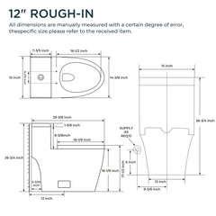 TVOFEK 17" ADA Comfort Height Dual-Flush Toilet Modern Elongated One-Piece Toilet for Floor Mounted Glazed Surface (Seat Included)