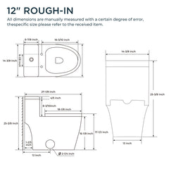 TVOFEK Compact One-Piece Elongated Toilet with Quiet Soft Close Seat, Dual Flush 1.1/1.6GPF, 17"Comfort Height, Easy-Clean Skirted Design, White