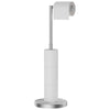 TVOFEK Toilet Paper Holder Freestanding Adjustable Height, Stainless Steel Toilet Paper Holder Stand for 4 Rolls with Storage, Stable Weighted Base, Brushed Nickel