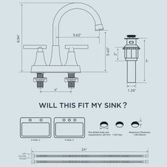 TVOFEK 4inch Centerset Bathroom Sink Faucet 2 or 3 Hole with Pop up Drain for Restroom RV Bar