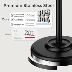TVOFEK Toilet Paper Holder Free Standing, Vintage Toilet Paper StorageHolder Stainless Steel, with 4.1LBS Stable Weighted Base, Fits Regular and Mega Rolls, Matte Black