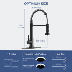 TVOFEK Kitchen Faucet with 3-Mode Sprayer, Brushed Nickel Spring Kitchen Water Faucets with Deck Plate for RV Laundry Vessel