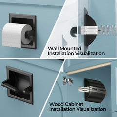 TVOFEK Recessed Toilet Paper Roll Holder, Stainless Steel Wall Mount Tissue Roll Holder for Bathroom with Mounting Bracket, Matte Black