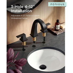 TVOFEK Matte Black Bathroom Faucet 3 Hole, Widespread Bathroom Sink Faucets with Metal Pop up Drain and Supply Lines, Lead-Free 8 inch Faucet for Restroom Farmhouse