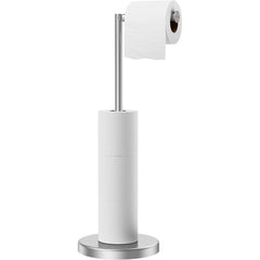 TVOFEK Toilet Paper Holder Freestanding, Stainless Steel Toilet Paper Holder Stand for 4 Rolls with Storage, Stable Weighted Base, Matte Black