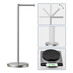 TVOFEK Toilet Paper Holder Freestanding, Stainless Steel Toilet Paper Holder Stand for 4 Rolls with Storage, Stable Weighted Base, Matte Black