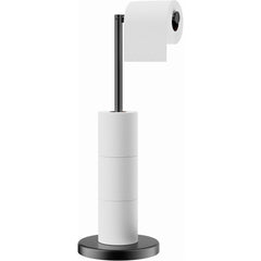 TVOFEK Toilet Paper Holder Freestanding, Stainless Steel Toilet Paper Holder Stand for 4 Rolls with Storage, Stable Weighted Base, Matte Black