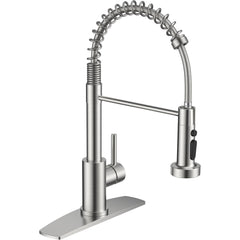 TVOFEK Matte Black Kitchen Faucet with Sprayer 3-Mode, Commercial Single Handle Stainless Steel Sink Faucets with Deck Plate for RV Bar Laundry Camper Farmhouse