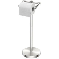 TVOFEK Freestanding Toilet Paper Holder Stand, Toilet Roll Holder Stainless Steel, Post Pivoting Design & Stable Weighted Base, Matte Black