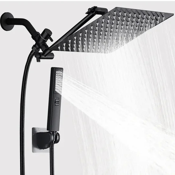 TVOFEK Rain Shower Head Combo, 10 Inch High Pressure Stainless Steel Rainfall Showerhead with Adjustable Extension Arm, Handheld Sprayer with Anti-leak 60" Hose and Mounting Hardware for Bathroom