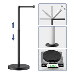 TVOFEK Toilet Paper Holder Free standing Adjustable Height, Stainless Steel Toilet Paper Holder Stand for 4 Rolls with Storage, Stable Weighted Base, Matte Black