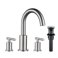TVOFEK Black Bathroom Faucets for Sink 3 Hole, 8 inch Widespread Water Faucet with Metal Pop-up Drain, Aerator and cUPC Supply Hoses