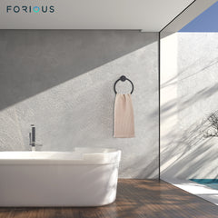 TVOFEK Wall Mount Toilet Paper Holder and Towel Ring, Stainless Steel Matte Black Bathroom Hardware Set 2 Pieces