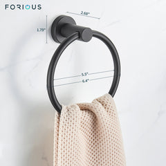 TVOFEK Wall Mount Toilet Paper Holder and Towel Ring, Stainless Steel Matte Black Bathroom Hardware Set 2 Pieces