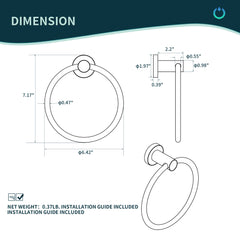 TVOFEK Wall Mount Toilet Paper Holder and Towel Ring, Stainless Steel Matte Black Bathroom Hardware Set 2 Pieces