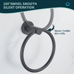 TVOFEK Wall Mount Toilet Paper Holder and Towel Ring, Stainless Steel Matte Black Bathroom Hardware Set 2 Pieces