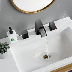 TVOFEK 8 inch Waterfall Bathroom Faucet 3 Hole with Metal Pop-up Drain, Stainless Steel Bathroom Water Faucets for Vanity Lavatory Restroom