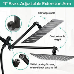 TVOFEK Rain Shower Head Combo, 10 Inch High Pressure Stainless Steel Rainfall Showerhead with Adjustable Extension Arm, Handheld Sprayer with Anti-leak 60" Hose and Mounting Hardware for Bathroom