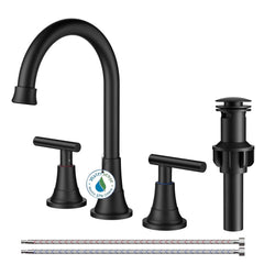 TVOFEK 8 inch Widespread Bathroom Sink Faucet 3 Hole with Pop up Drain and cUPC Hose, 2 Handle Brushed Nickel Vanity Faucet with 360° Spout for Restroom, RV, Bar
