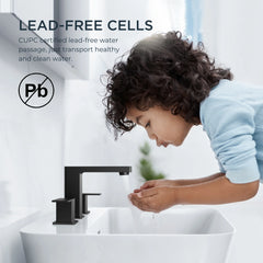 TVOFEK Bathroom Faucets for Sink 3 Hole, Black 8 inch Widespread Bathroom Water Faucet with Metal Pop up Drain for Vanity Restroom
