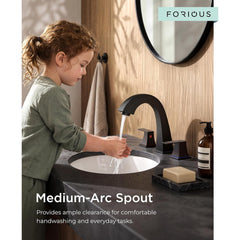 TVOFEK Matte Black Bathroom Faucet 3 Hole, Widespread Bathroom Sink Faucets with Metal Pop up Drain and Supply Lines, Lead-Free 8 inch Faucet for Restroom Farmhouse
